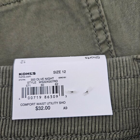 Sonoma Womens Olive Utility Cargo Shorts Size 12 With Extra Buttons - Picture 5 of 10